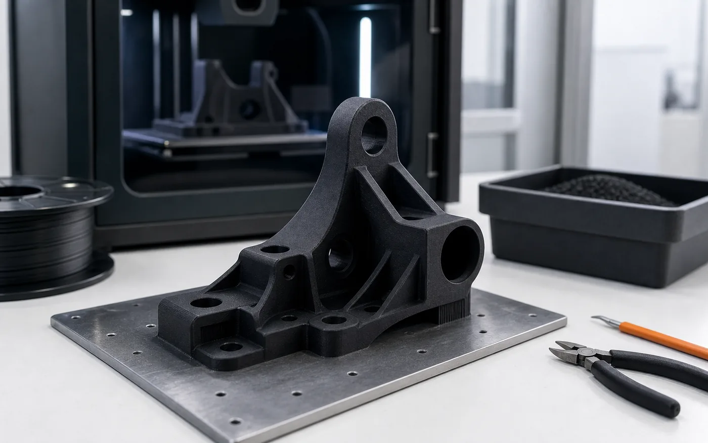 Imprimante 3D en fonctionnement dans un atelier propre