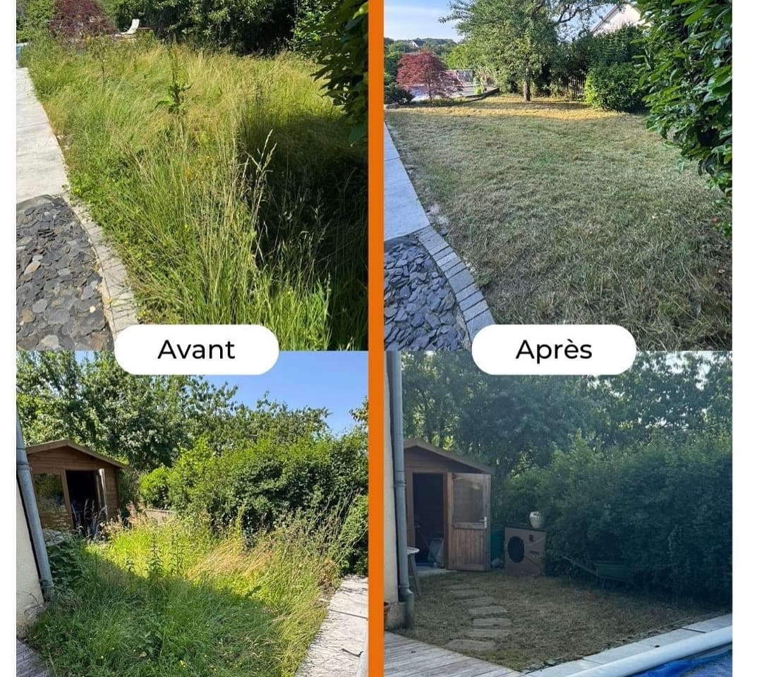Jardin avant et après entretien extérieur