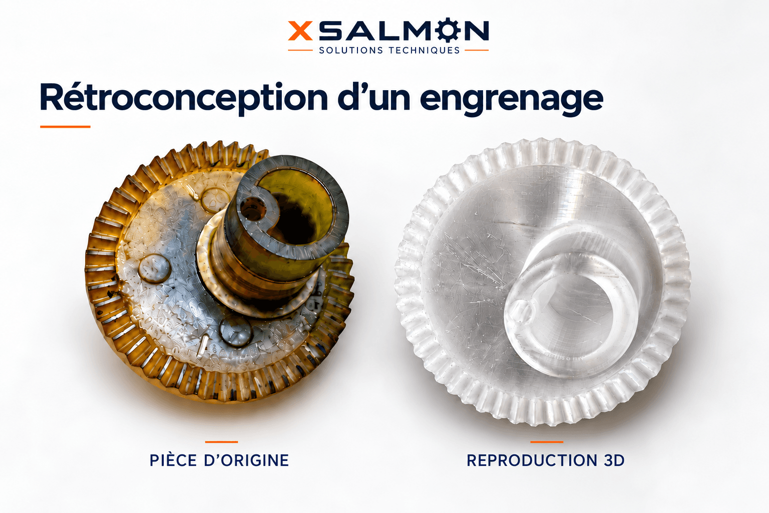 Comparaison entre un engrenage d’origine et sa reproduction numérique en 3D